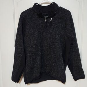 Bevery Hills Polo Club Black/Grey 1/2 Zip Pullover Medium Unisex. 100% Polyester